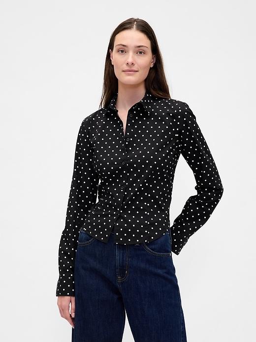 organic cotton fitted crop shirt