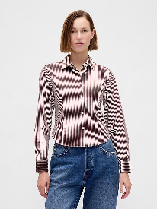 organic cotton fitted crop shirt