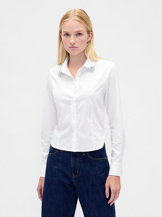 organic cotton fitted crop shirt