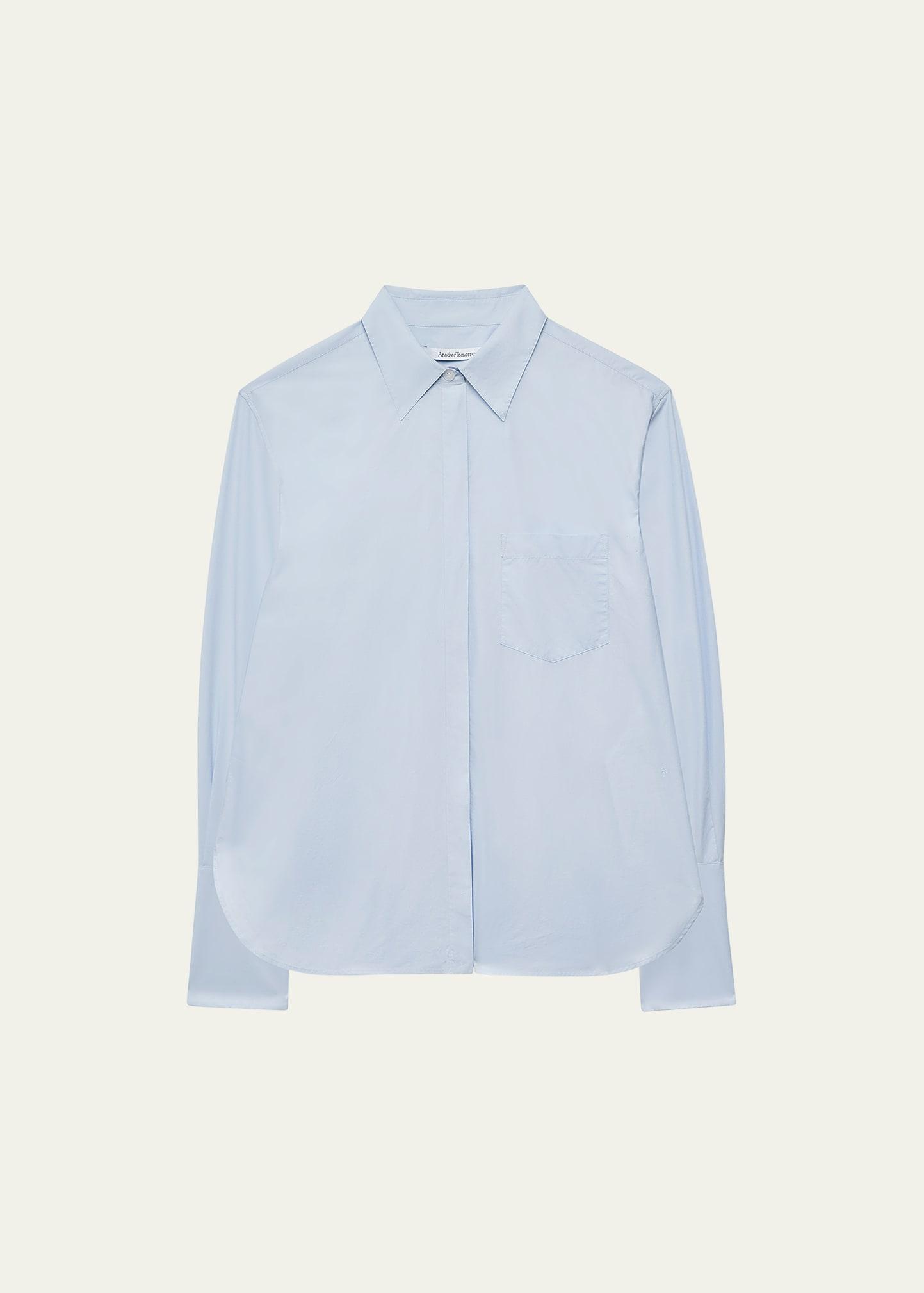 organic cotton poplin button-front shirt