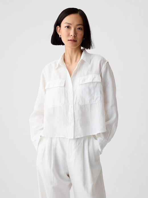 organic cotton poplin crop shirt