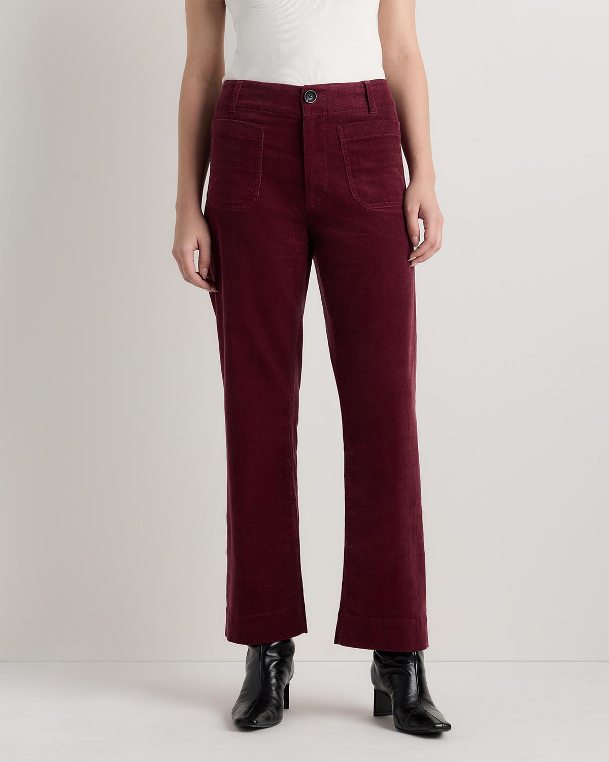 organic stretch corduroy cropped wide leg pants