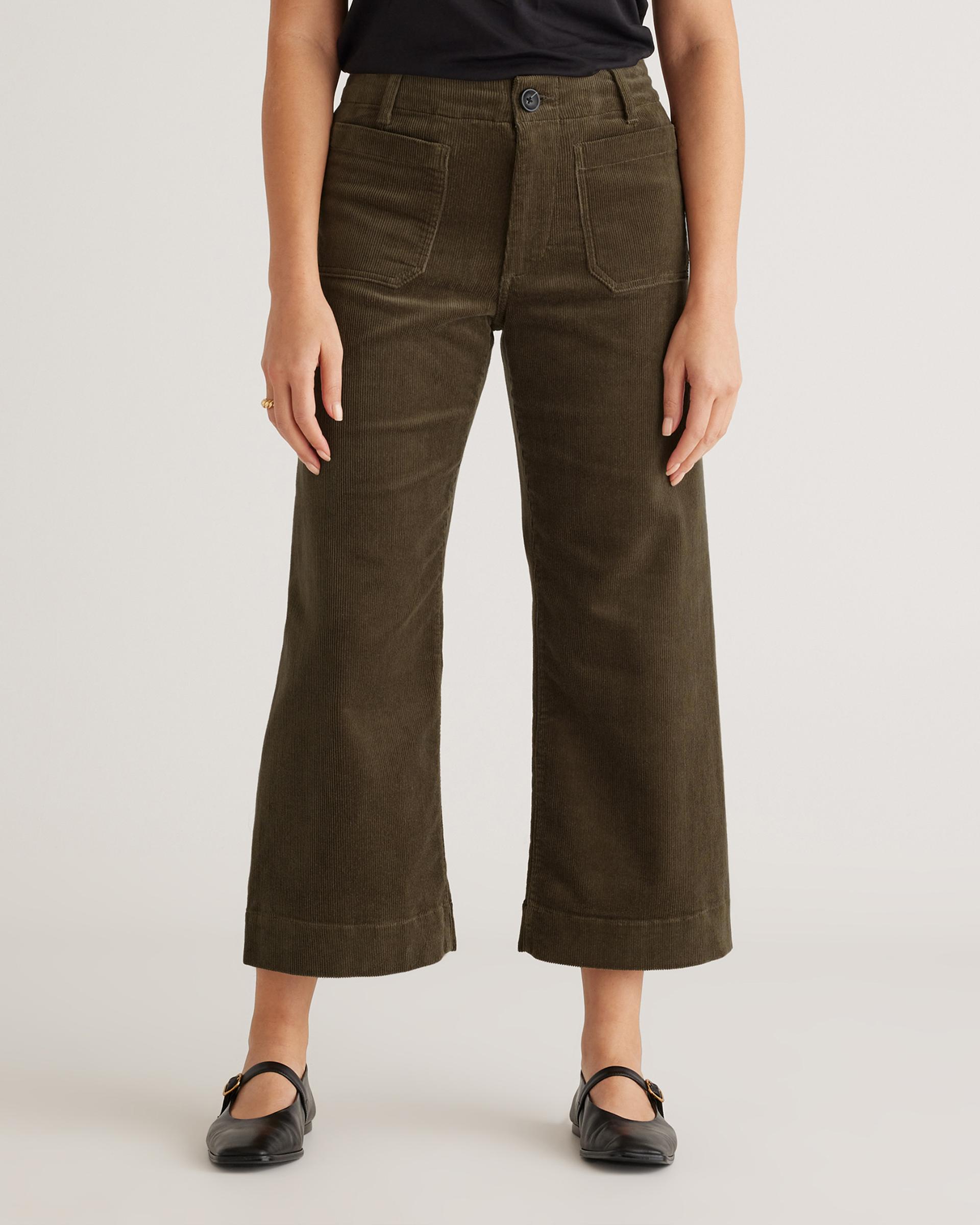 organic stretch corduroy cropped wide leg pants
