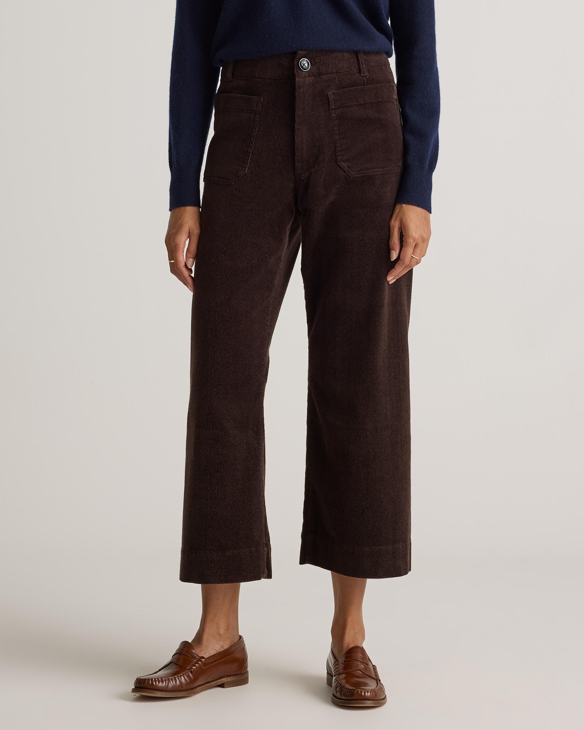organic stretch corduroy cropped wide leg pants