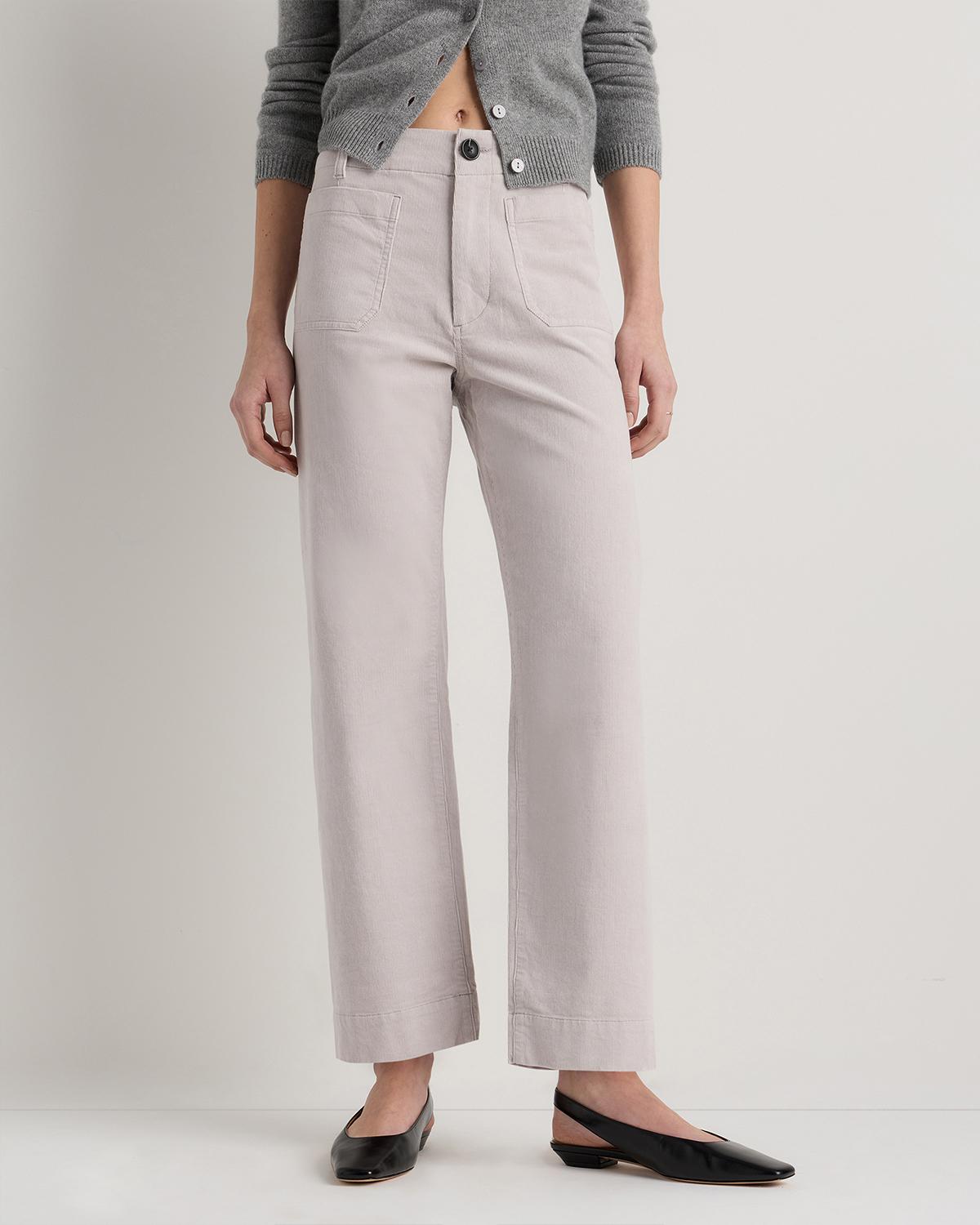 organic stretch corduroy cropped wide leg pants