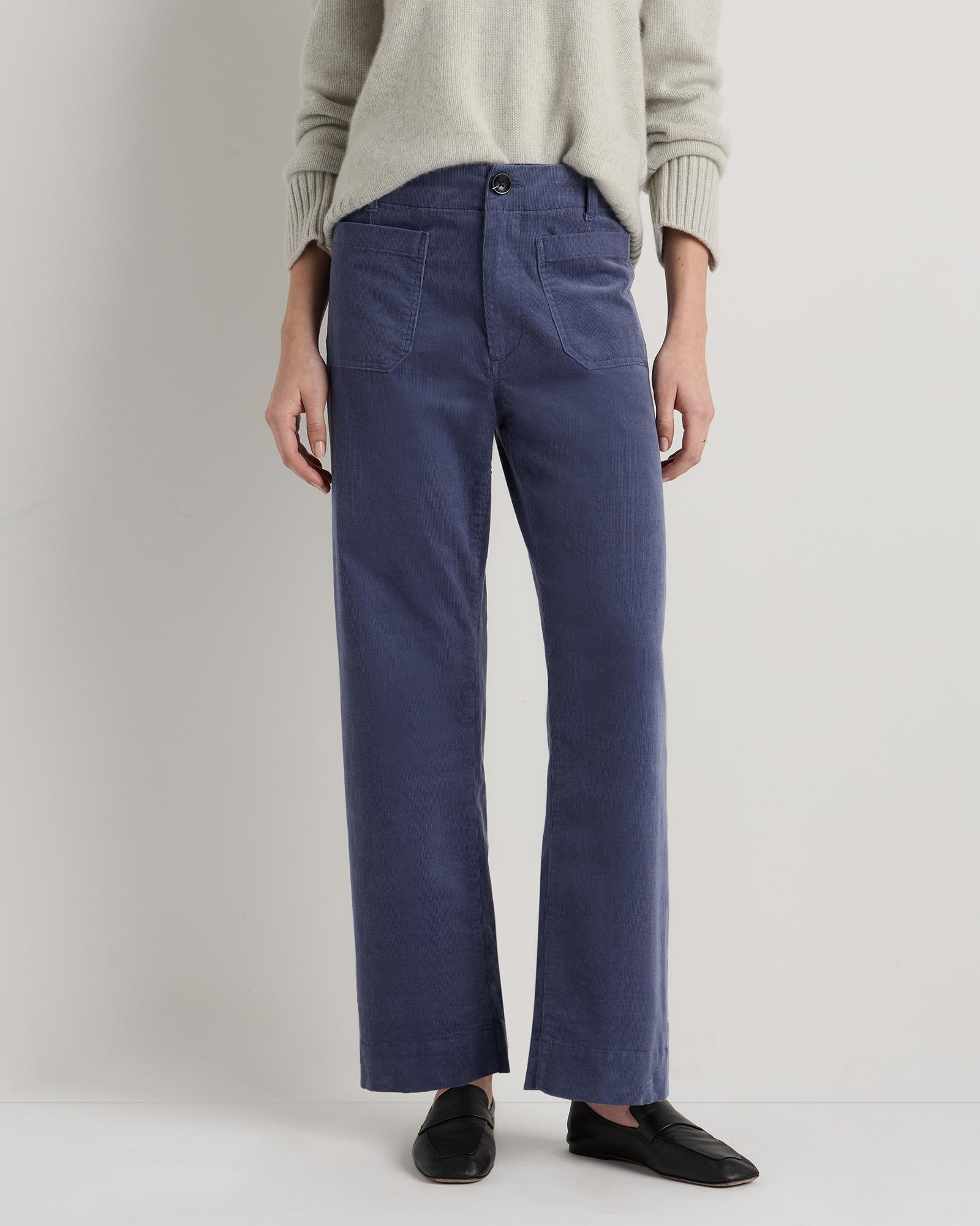 organic stretch corduroy cropped wide leg pants