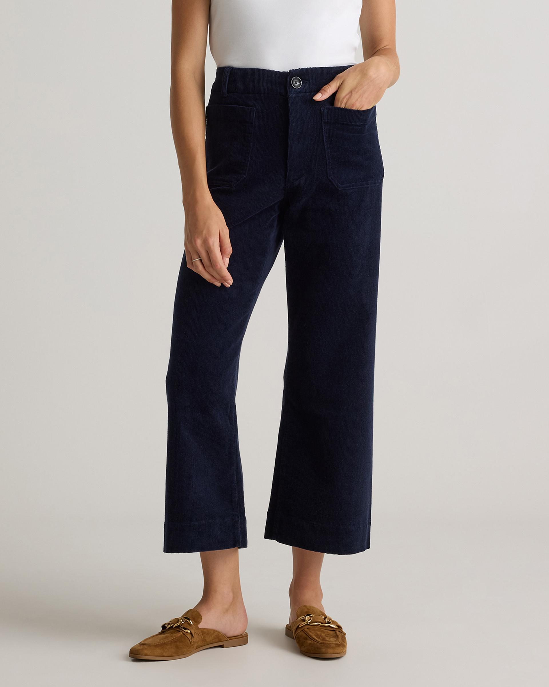 organic stretch corduroy cropped wide leg pants