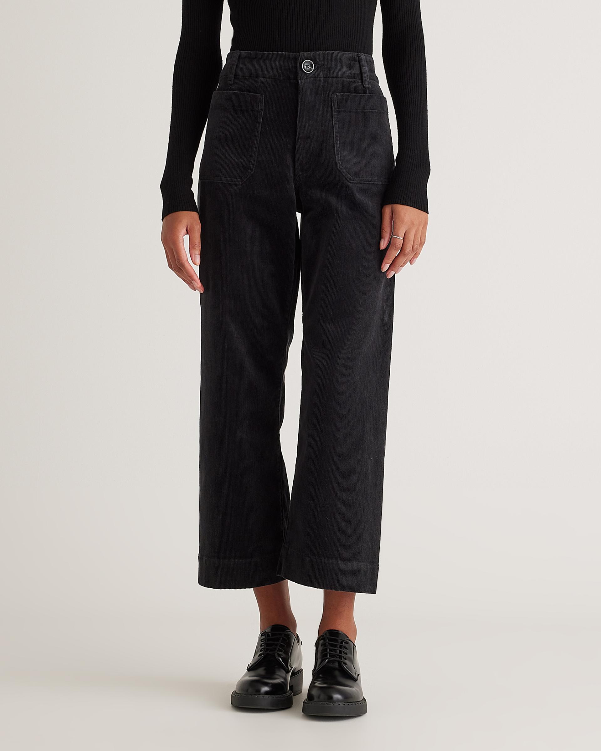 organic stretch corduroy cropped wide leg pants