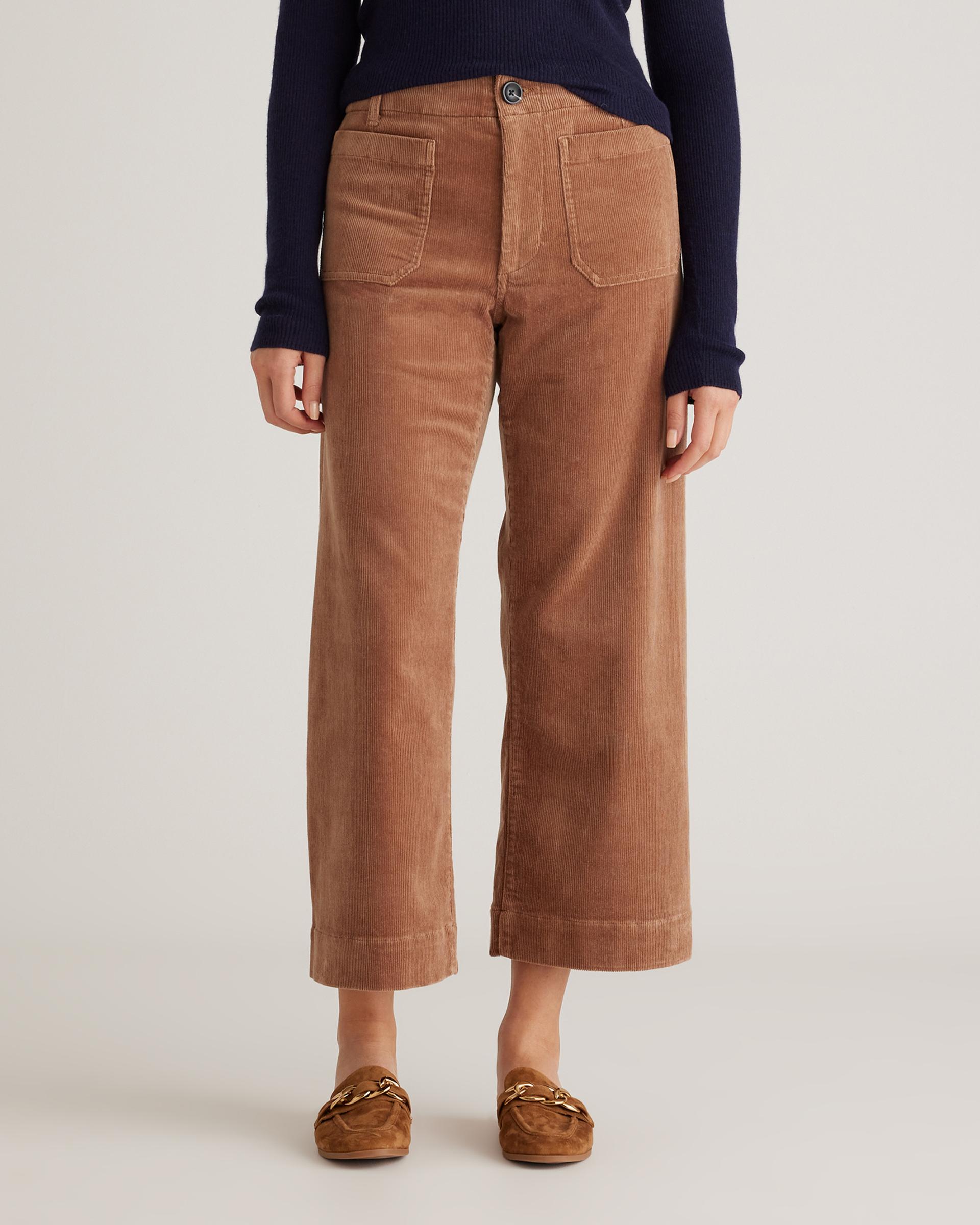 organic stretch corduroy cropped wide leg pants