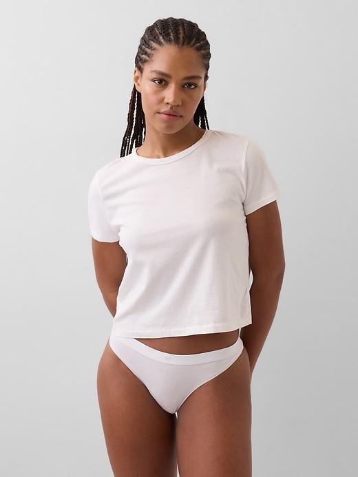organic stretch cotton logo thong