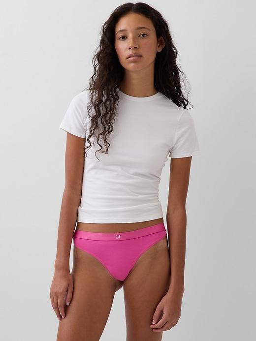 organic stretch cotton logo thong
