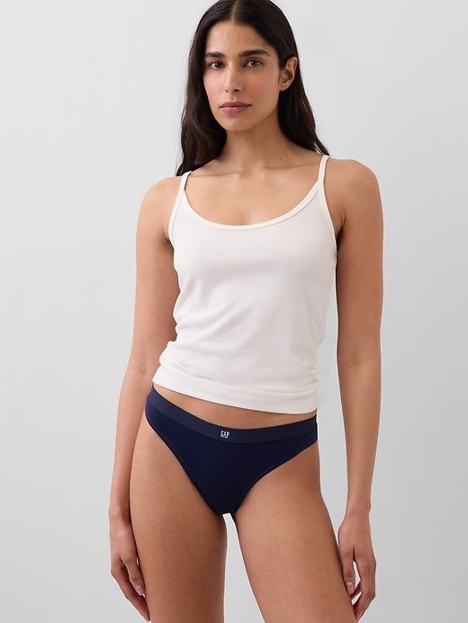 organic stretch cotton logo thong
