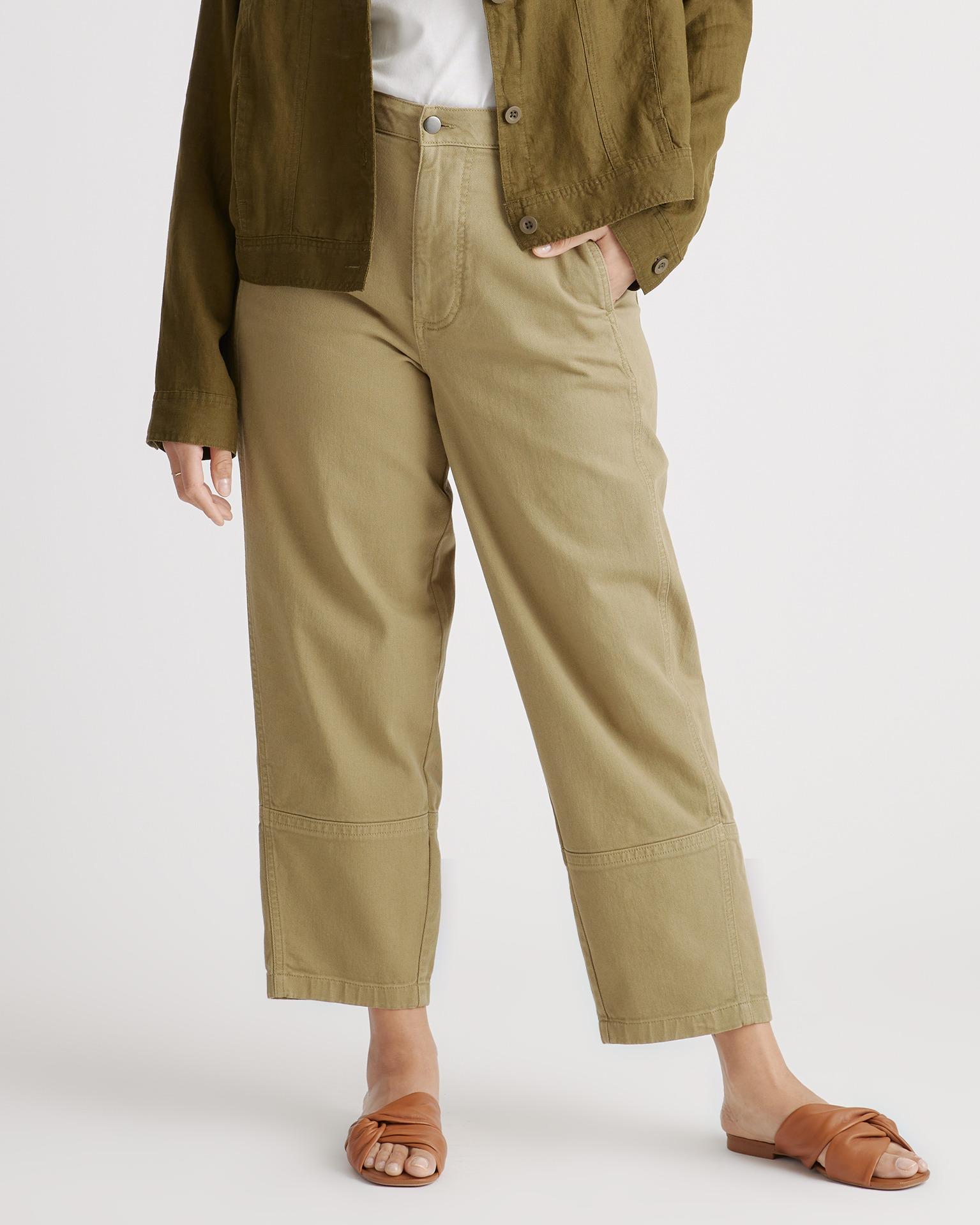 organic stretch cotton twill barrel pants
