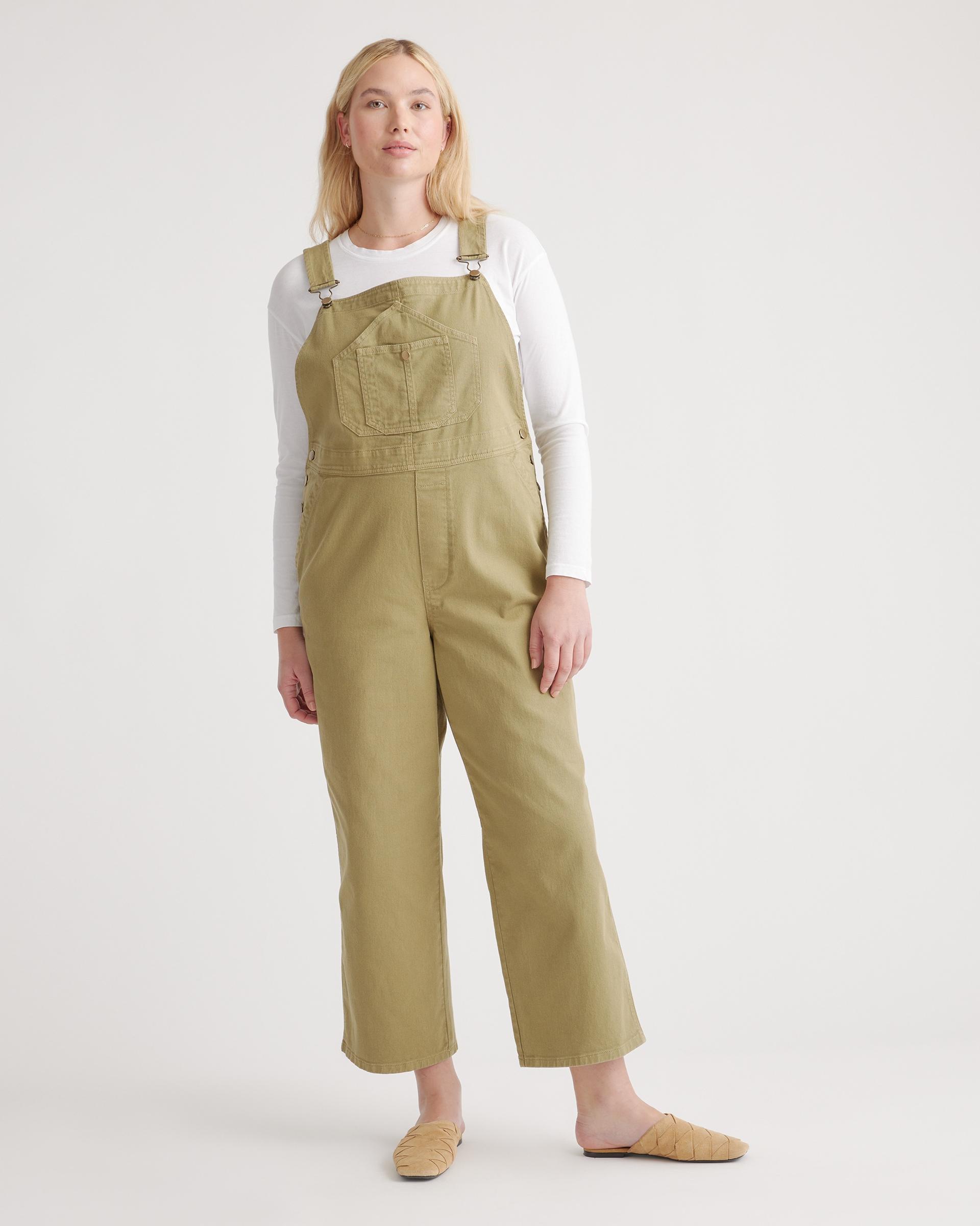 organic stretch cotton twill relaxed overalls