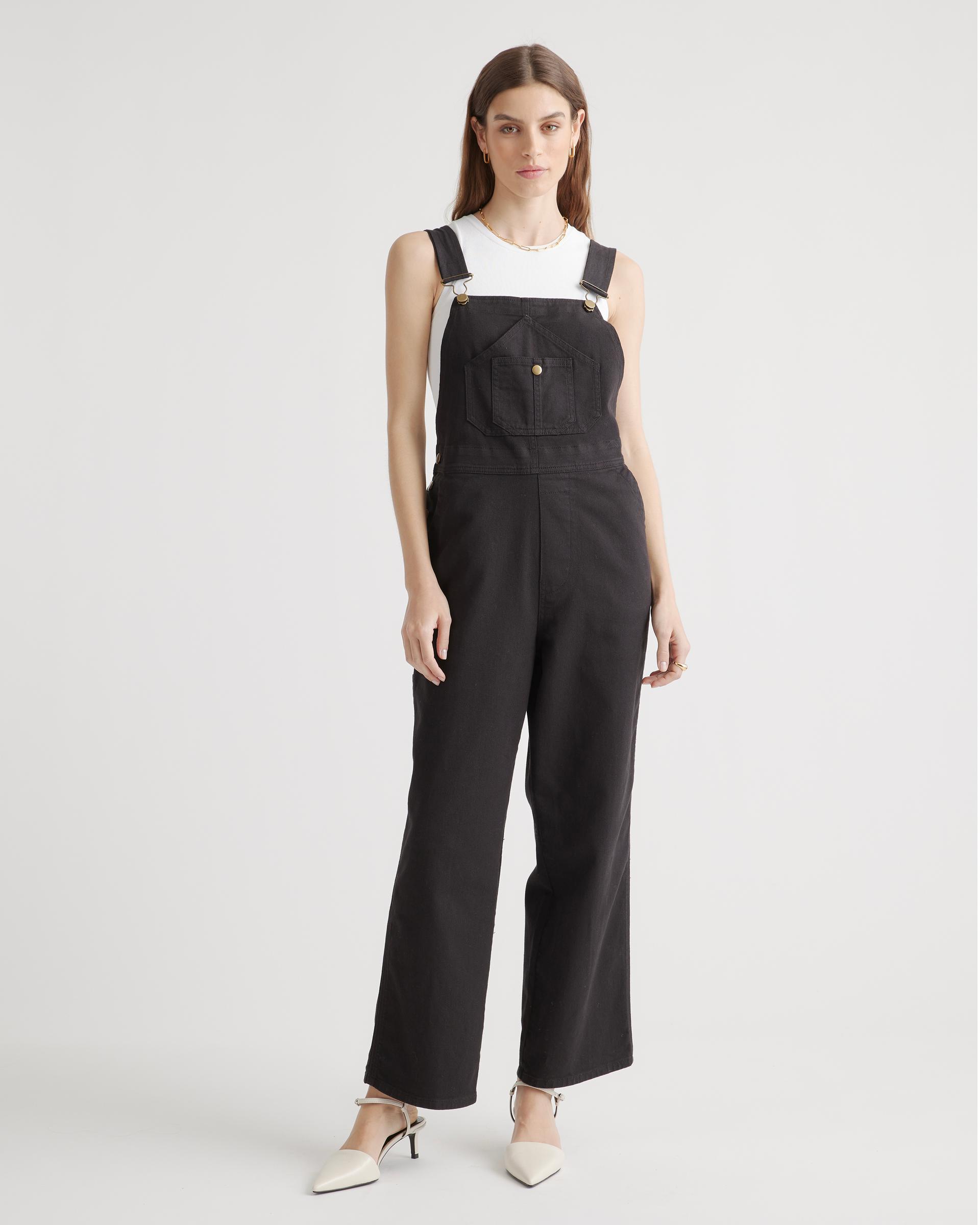 organic stretch cotton twill relaxed overalls