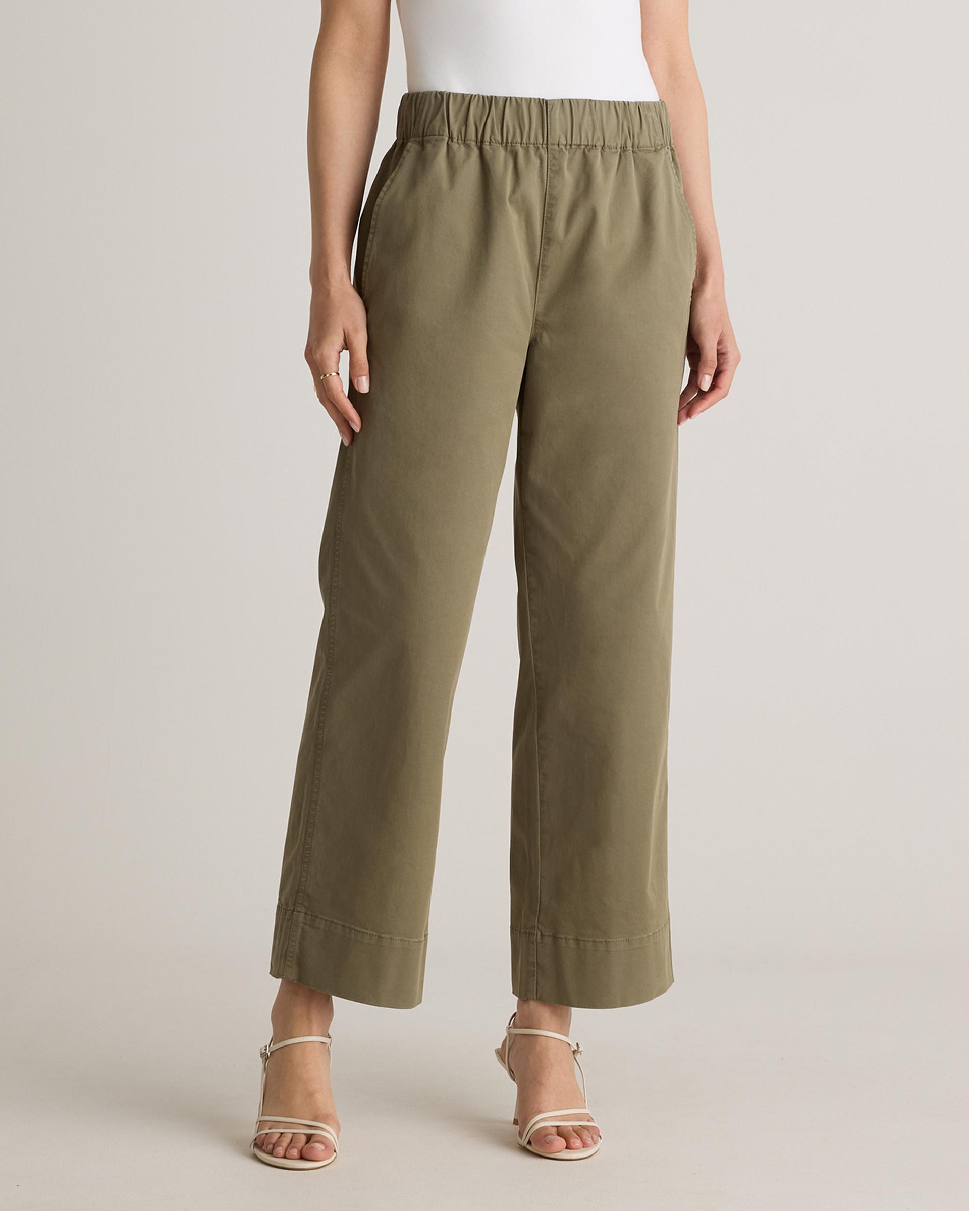 organic stretch cotton wide leg chino pants