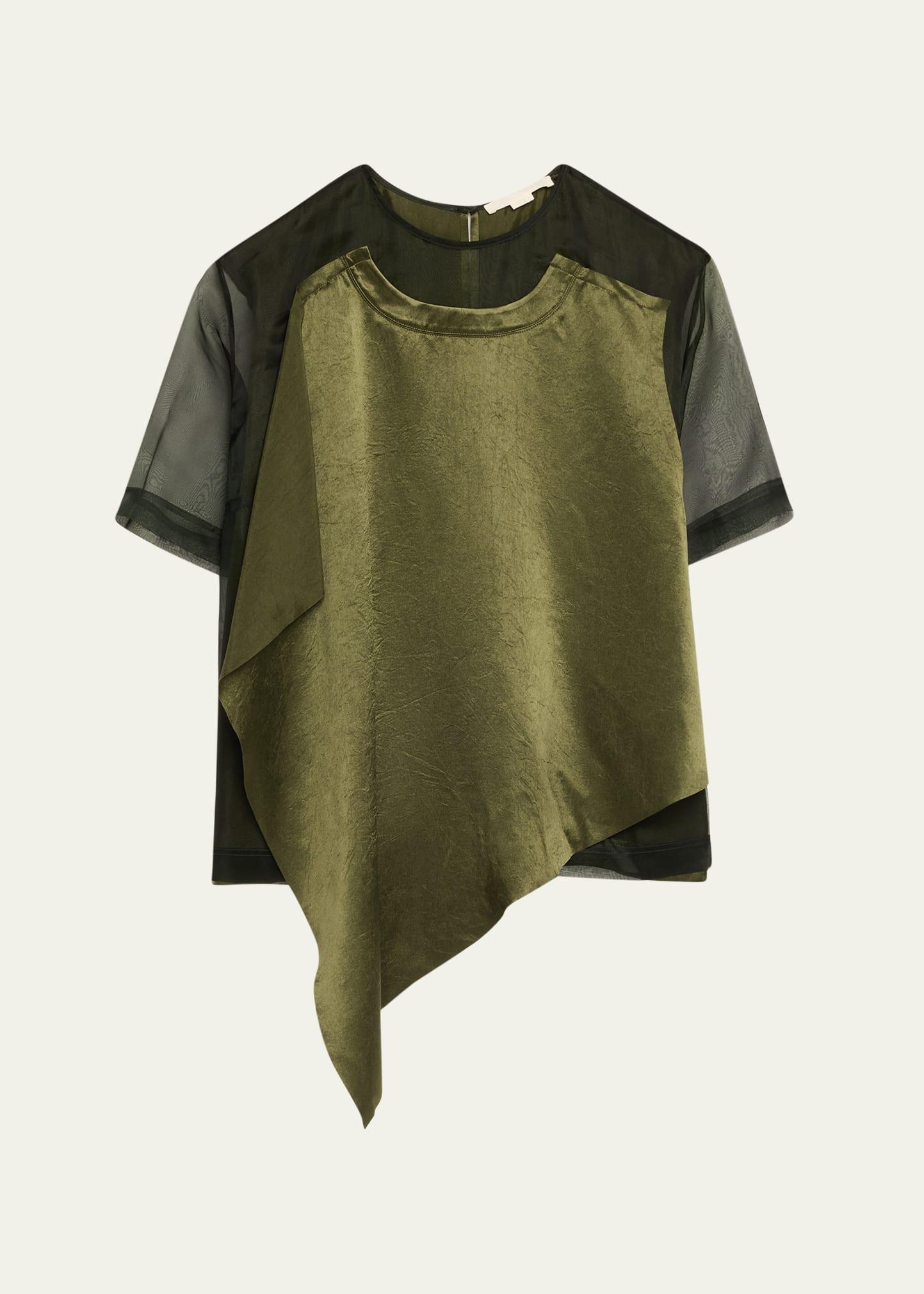 organza and crinkled satin t-shirt