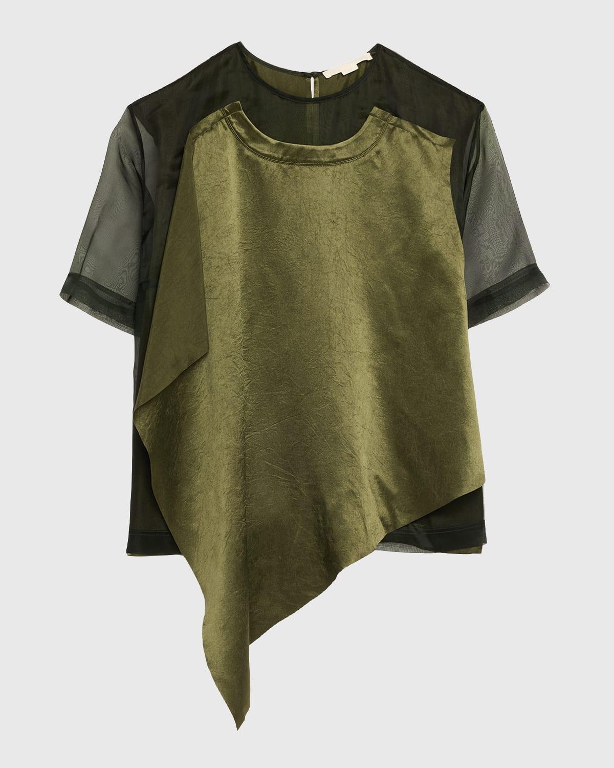 organza and crinkled satin t-shirt