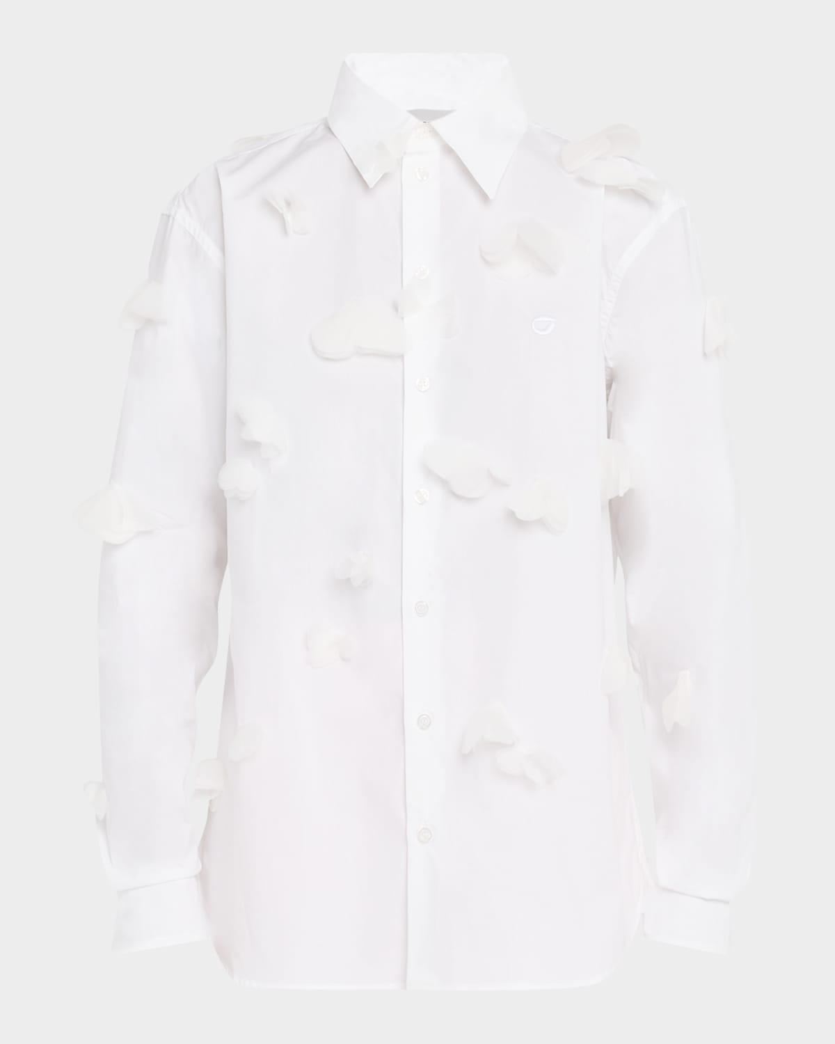 organza butterfly button-down cotton shirt