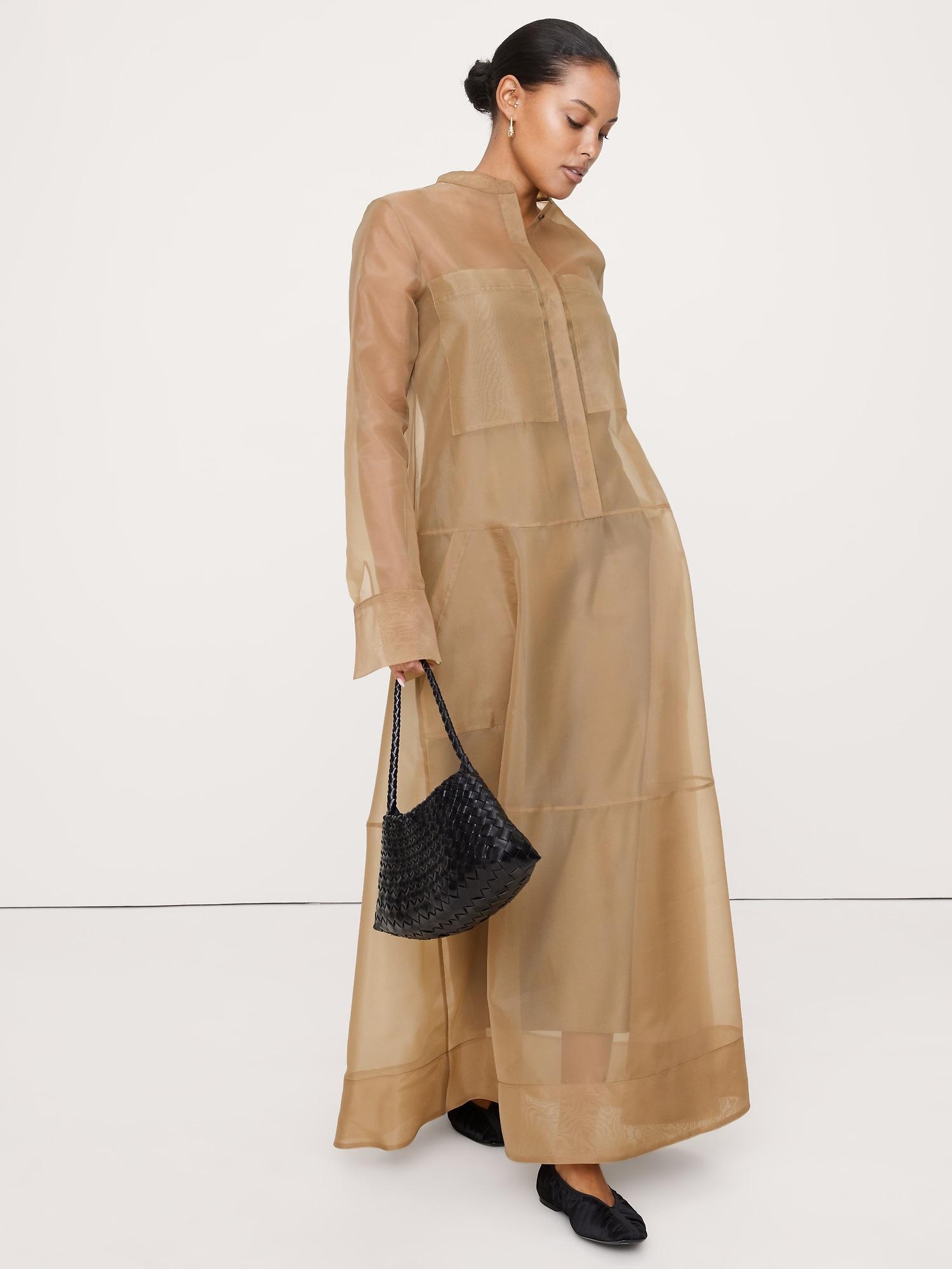 organza maxi shirt dress