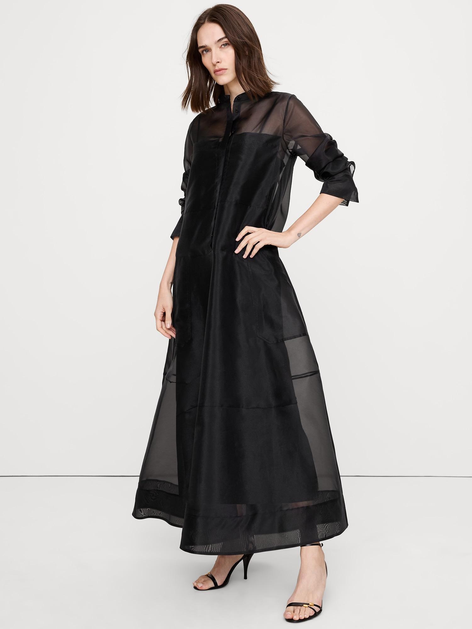 organza maxi shirt dress