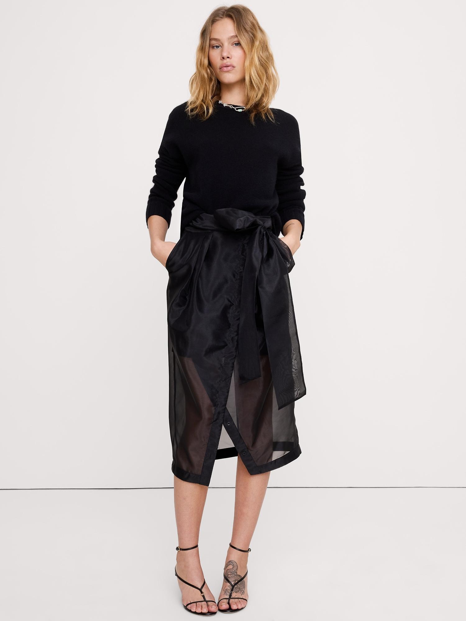 organza midi wrap skirt