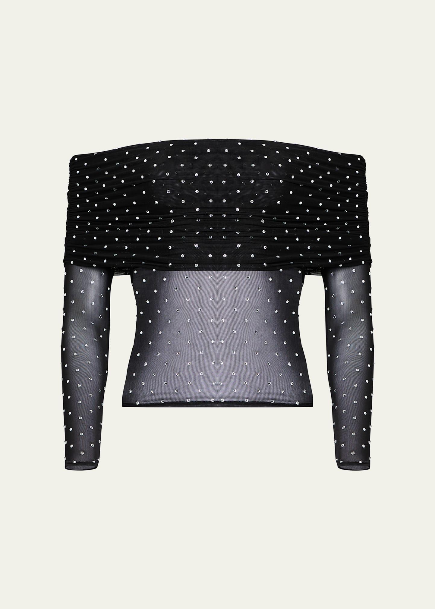 oriana off-the-shoulder mesh top