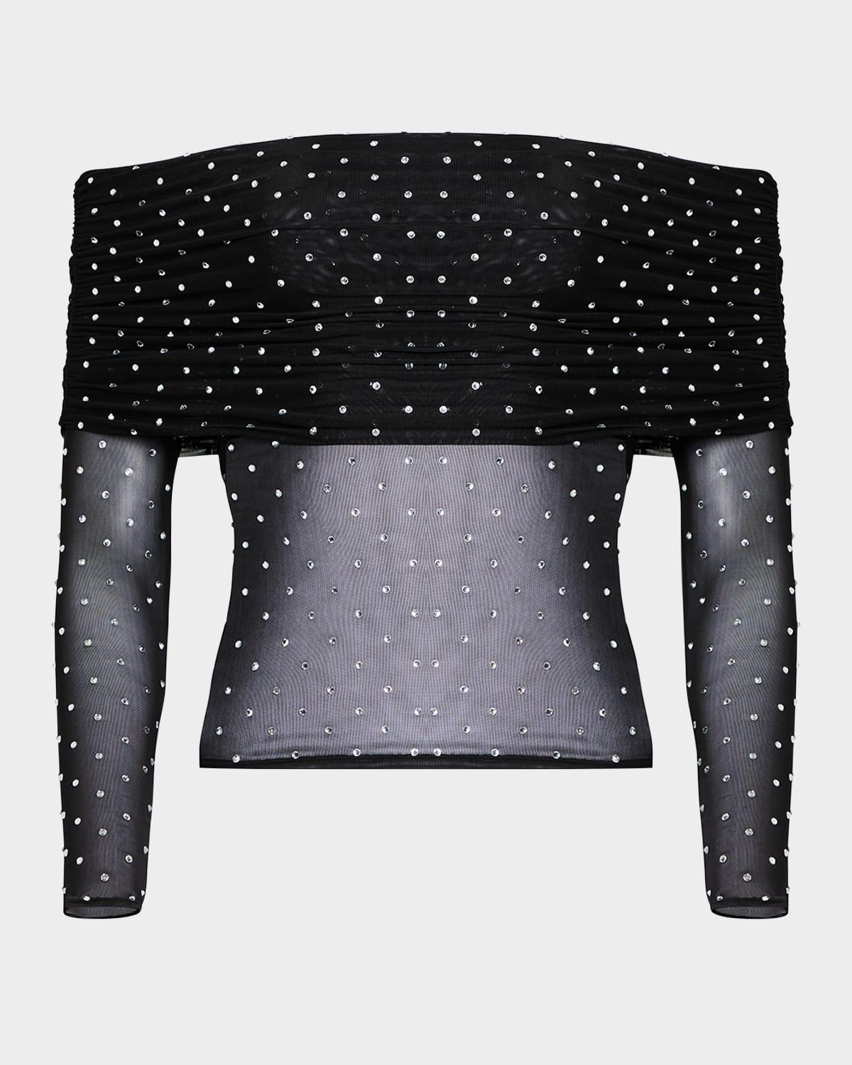 oriana off-the-shoulder mesh top