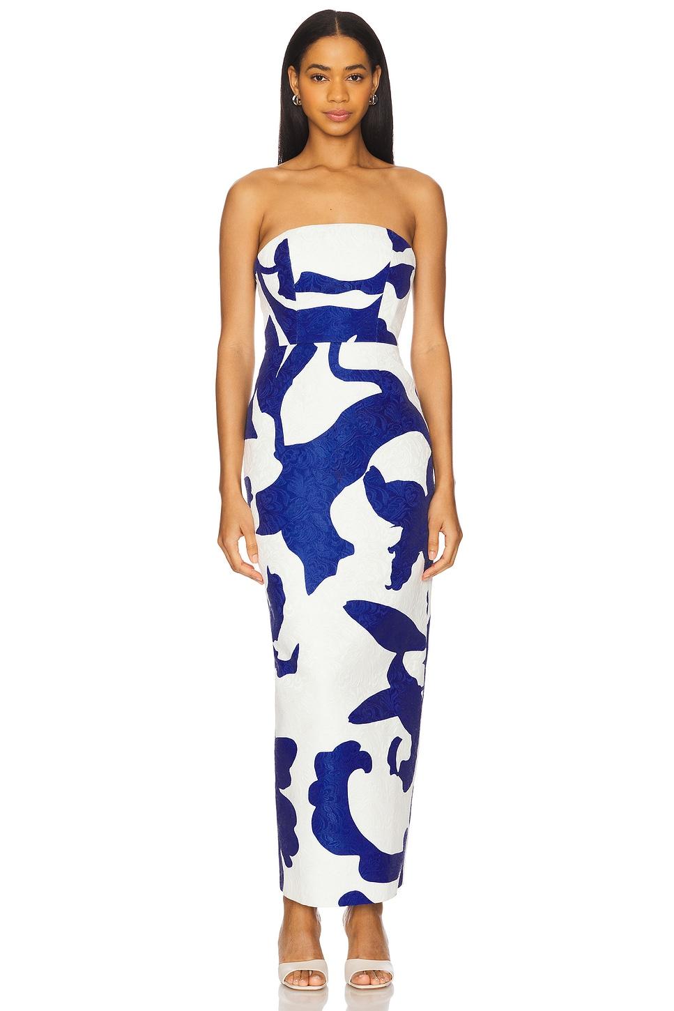 orion camellia floral jacquard dress