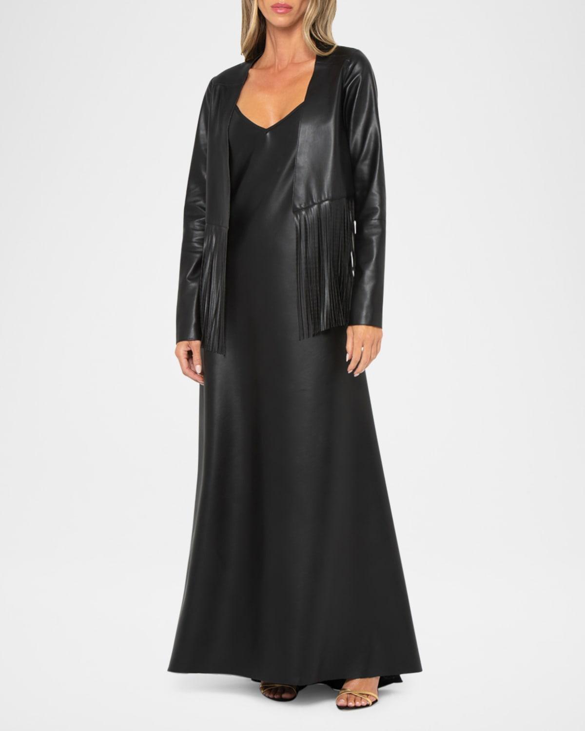 orion faux leather fringe jacket