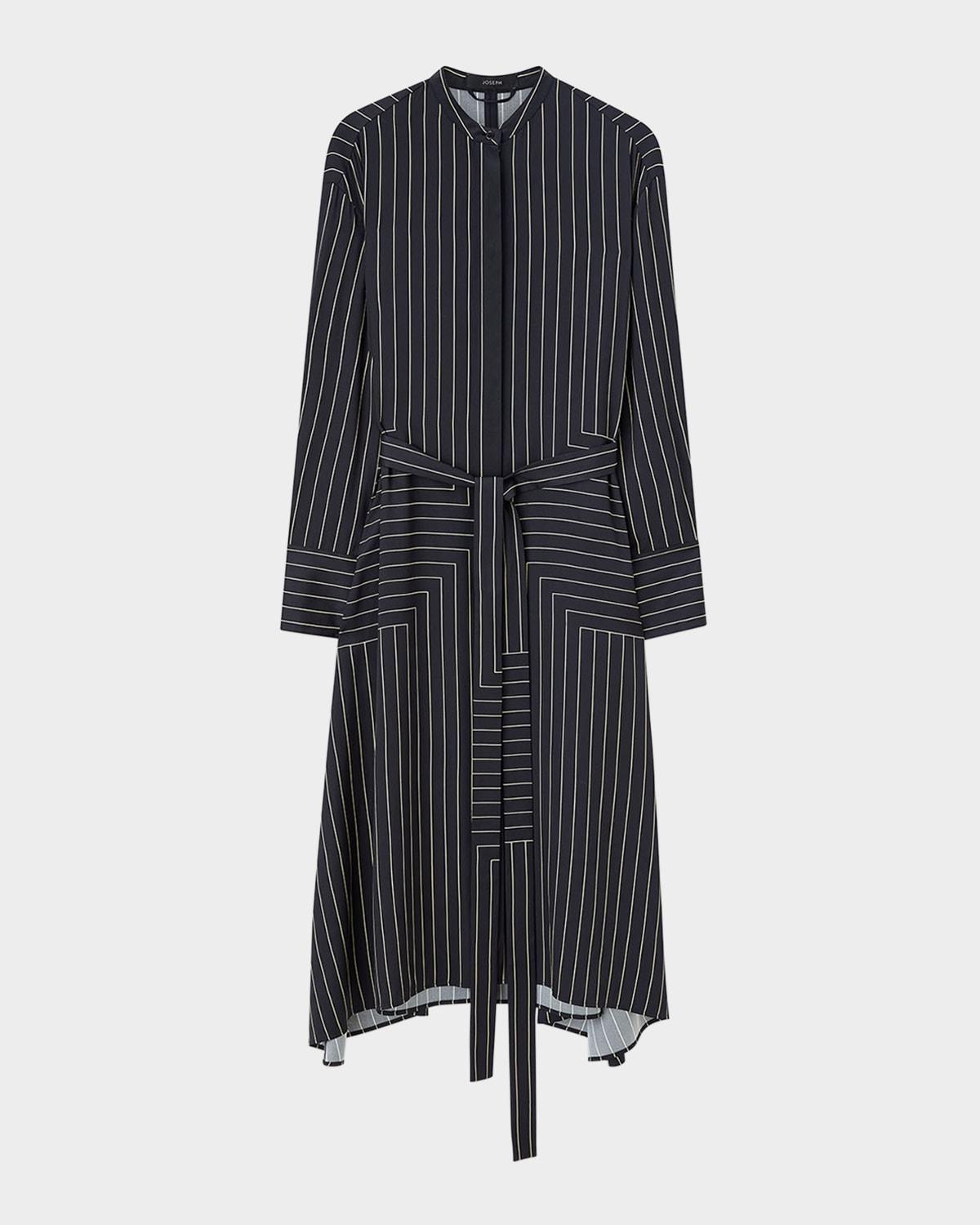 orlana striped tie-waist midi shirtdress