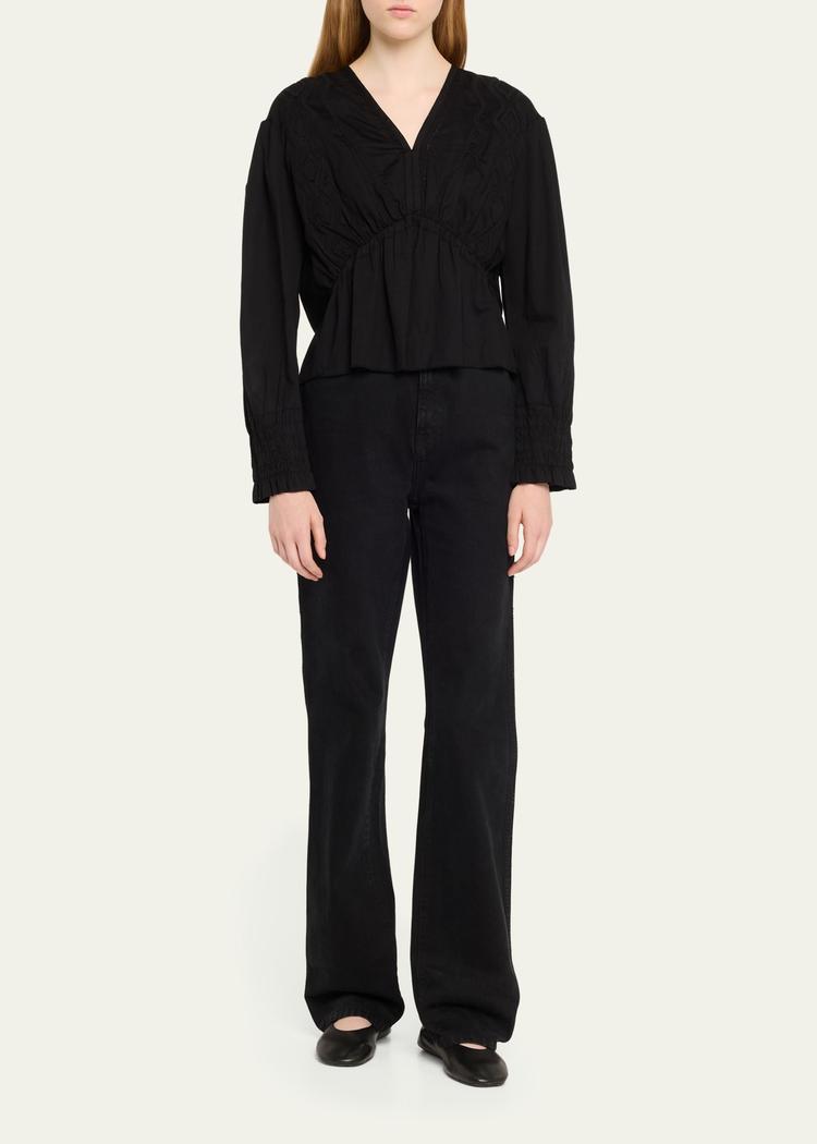 ornella embroidered v-neck top