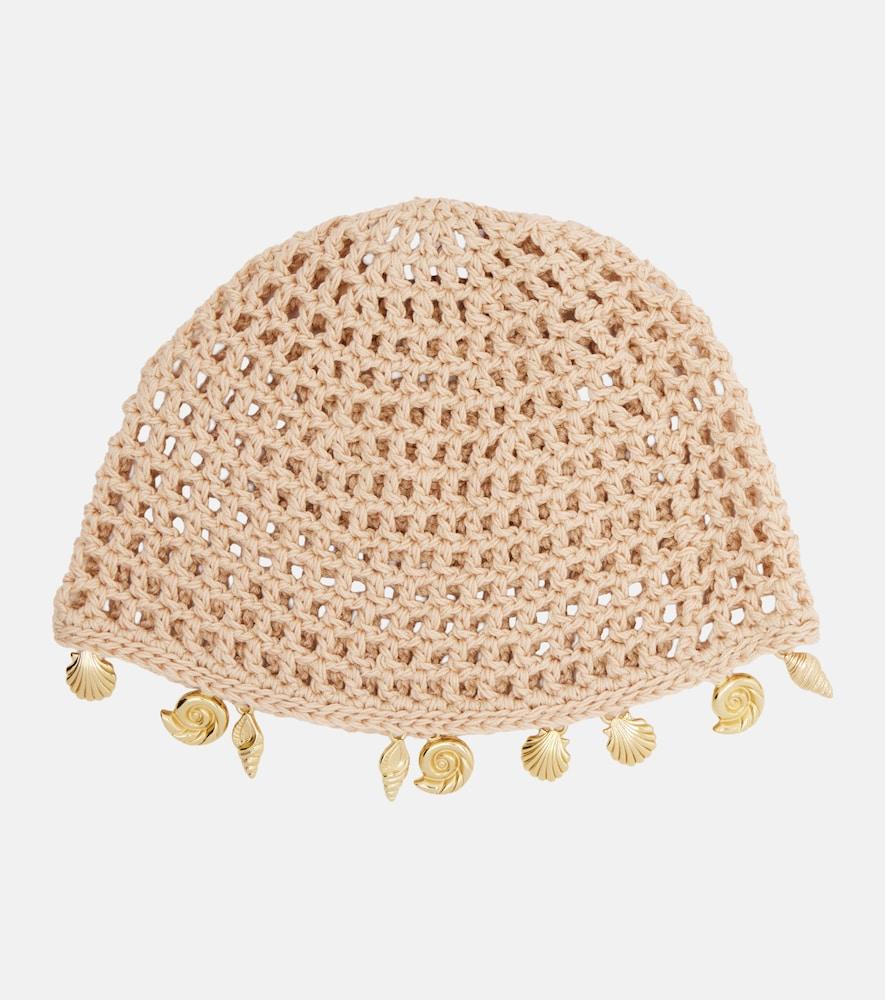 oséree embellished crochet cotton hat