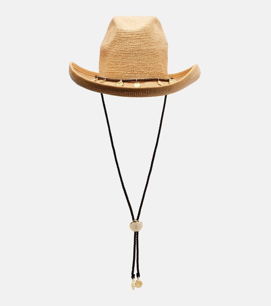 oséree embellished raffia cowboy hat