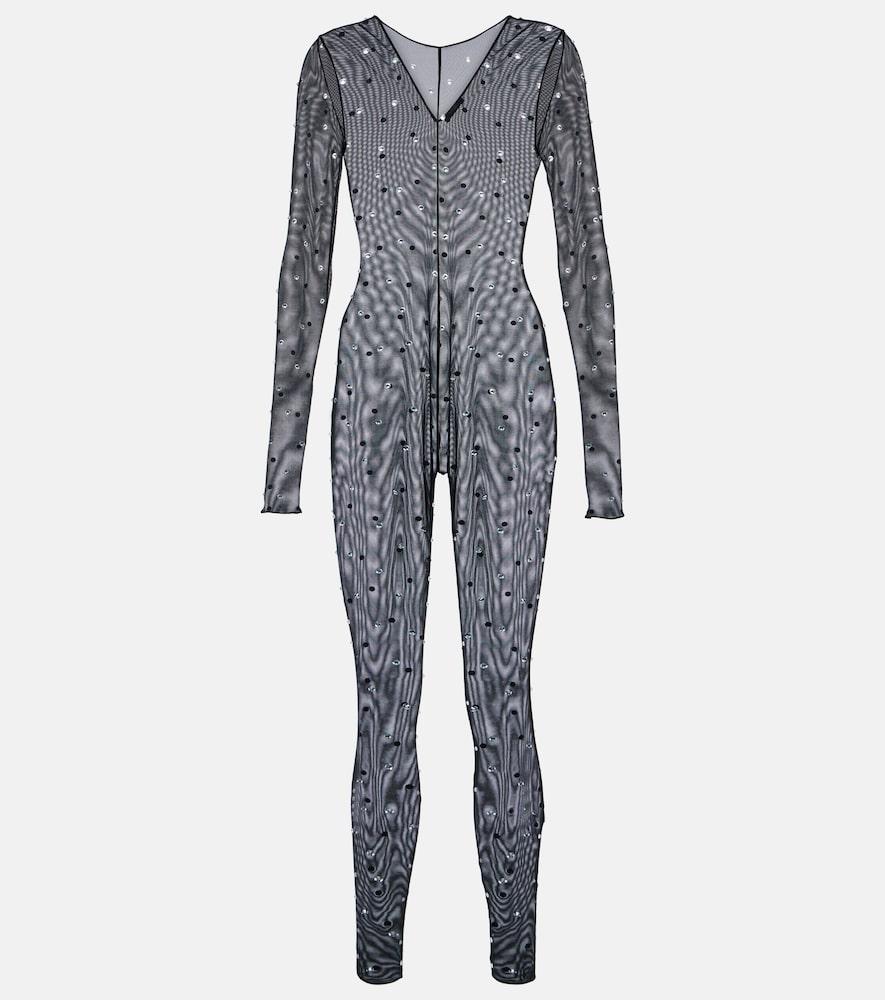 oséree gem embellished mesh jumpsuit