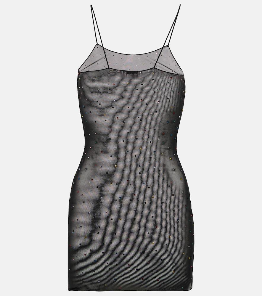 oséree gem embellished mesh slip dress