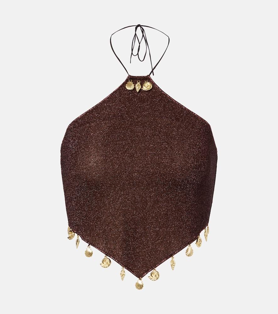 oséree lumière beaded halterneck top