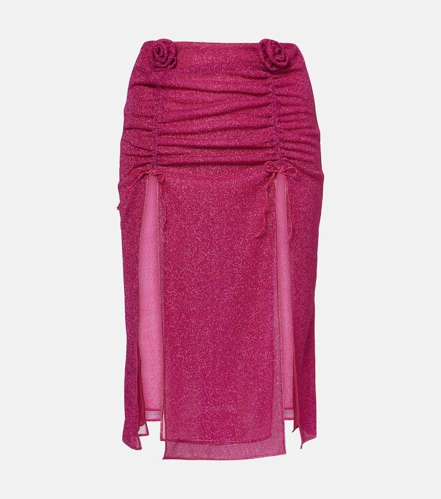 oséree lumière rose ruched midi skirt