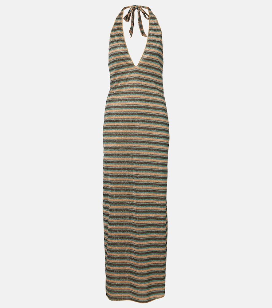 oséree lumière striped halterneck maxi dress