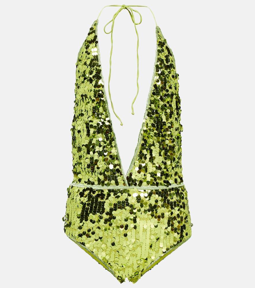 oséree sequined halterneck swimsuit