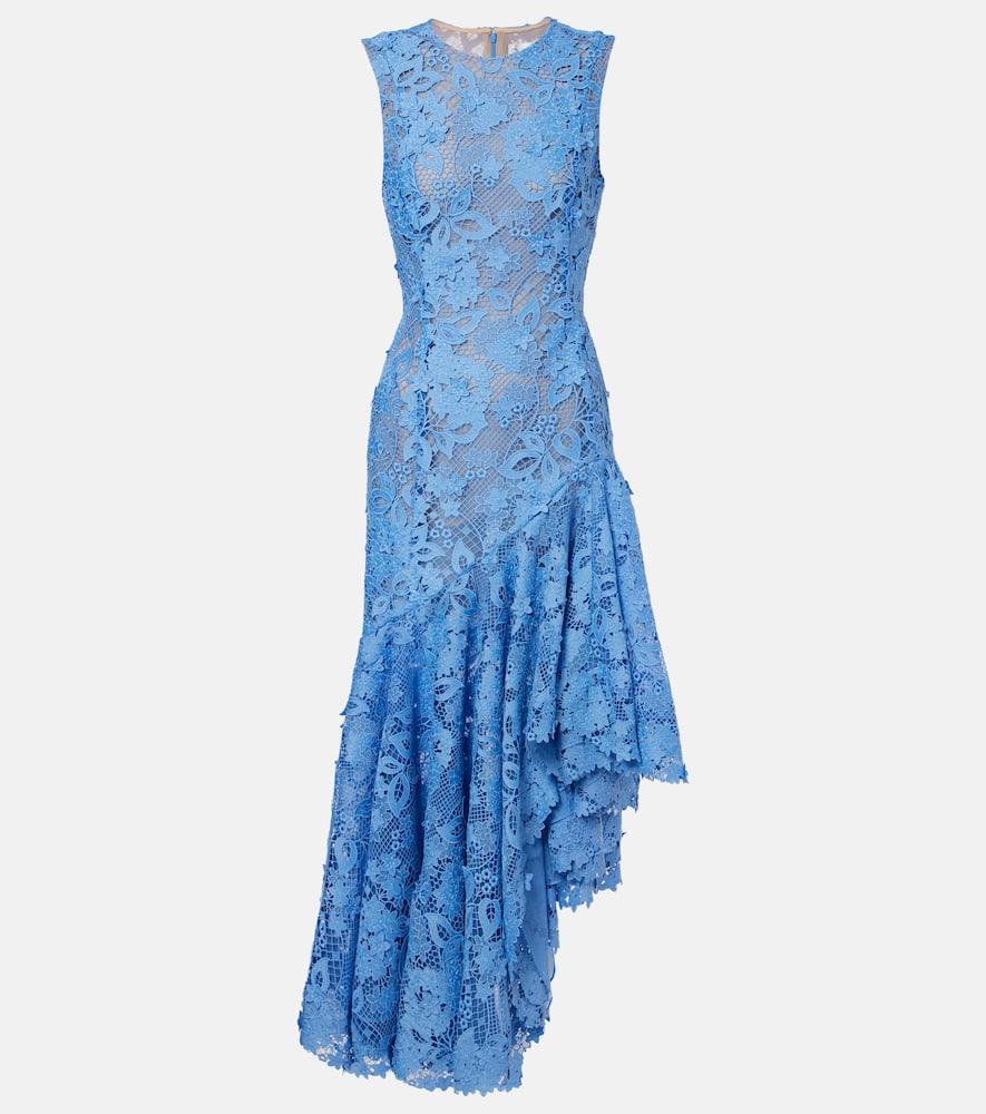 oscar de la renta asymmetric floral embroidered cocktail dress