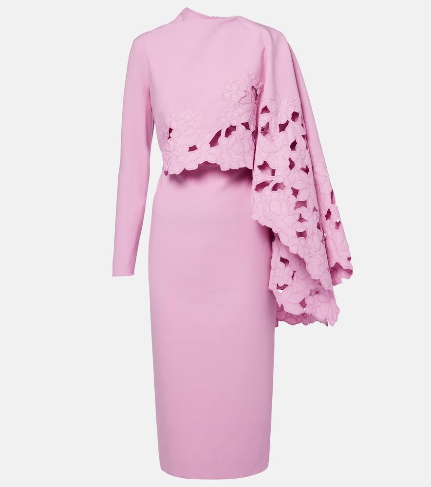 oscar de la renta cape-detail wool-blend midi dress