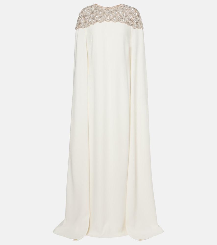 oscar de la renta caped embellished silk