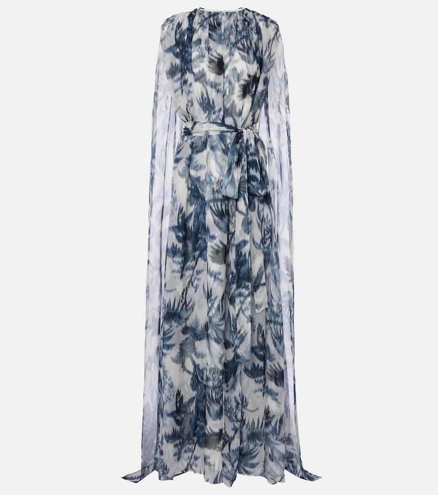 oscar de la renta caped silk gown
