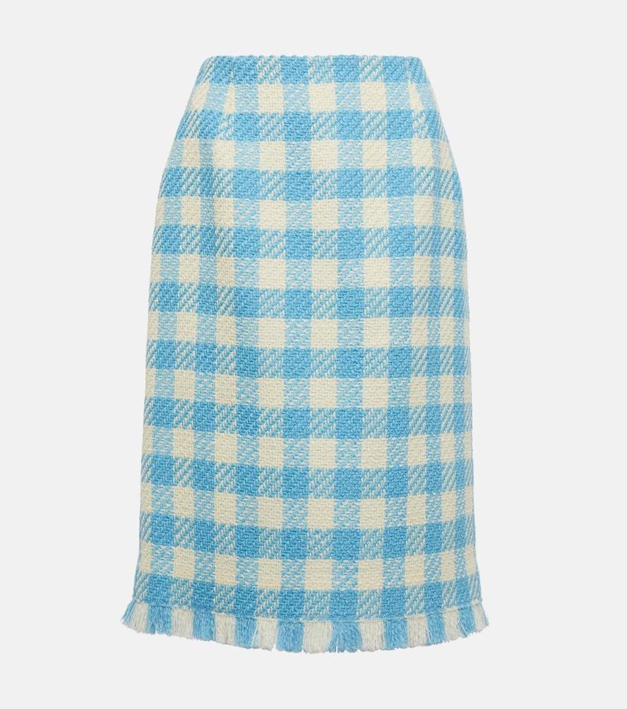 oscar de la renta checked wool midi skirt