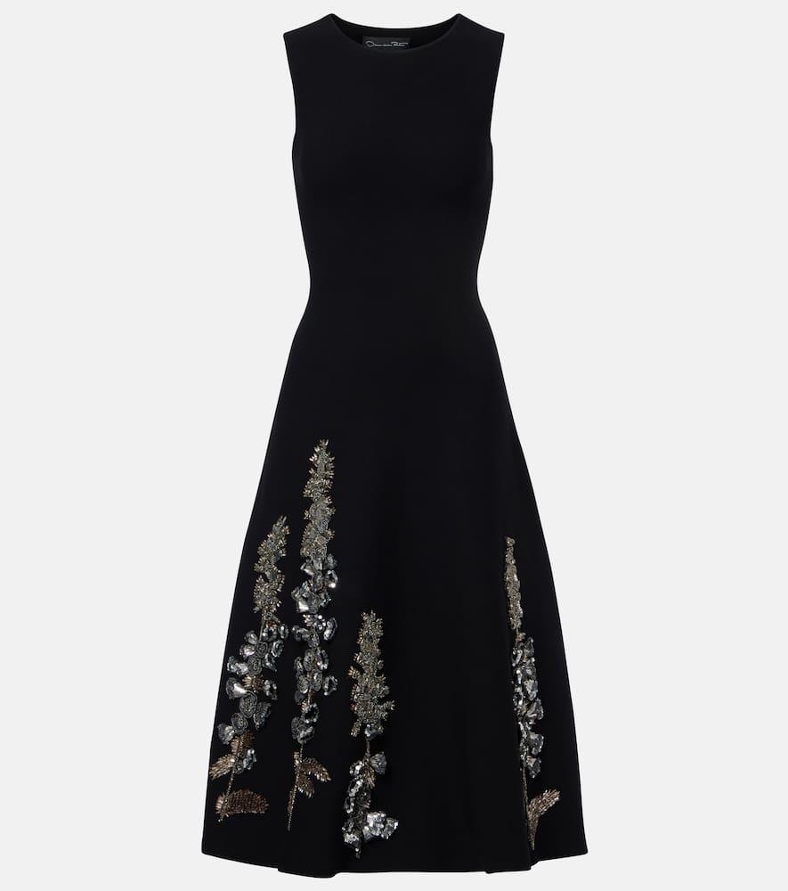 oscar de la renta embellished jacquard midi dress