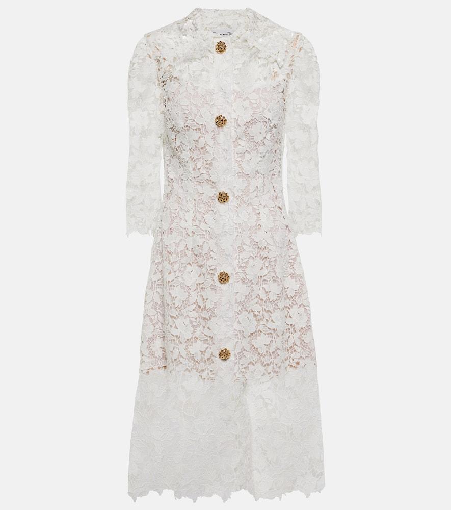 oscar de la renta embellished lace midi dress