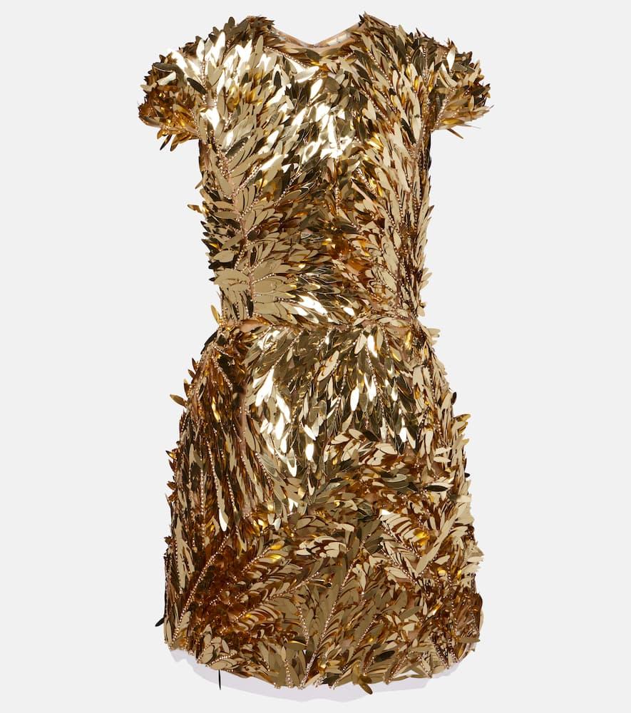 oscar de la renta embellished mesh minidress