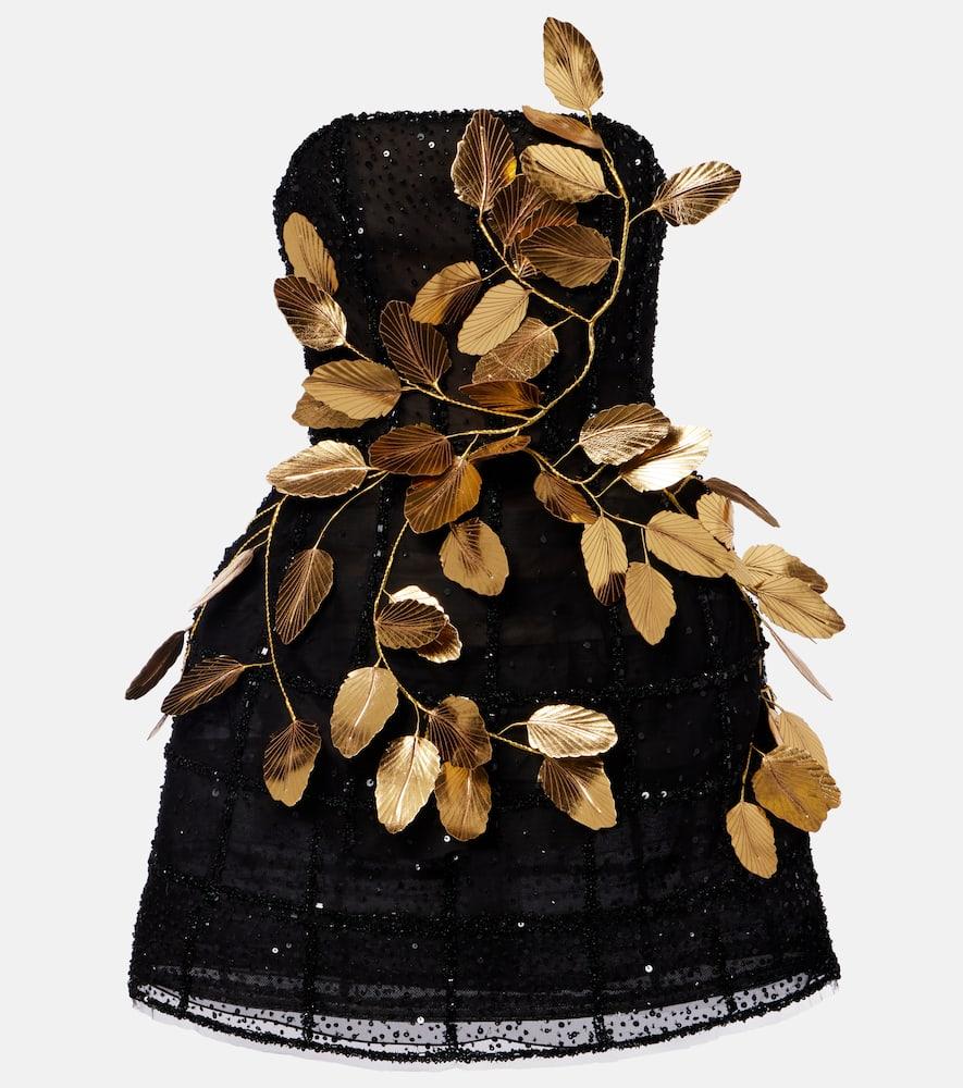 oscar de la renta embellished sequined cocktail dress