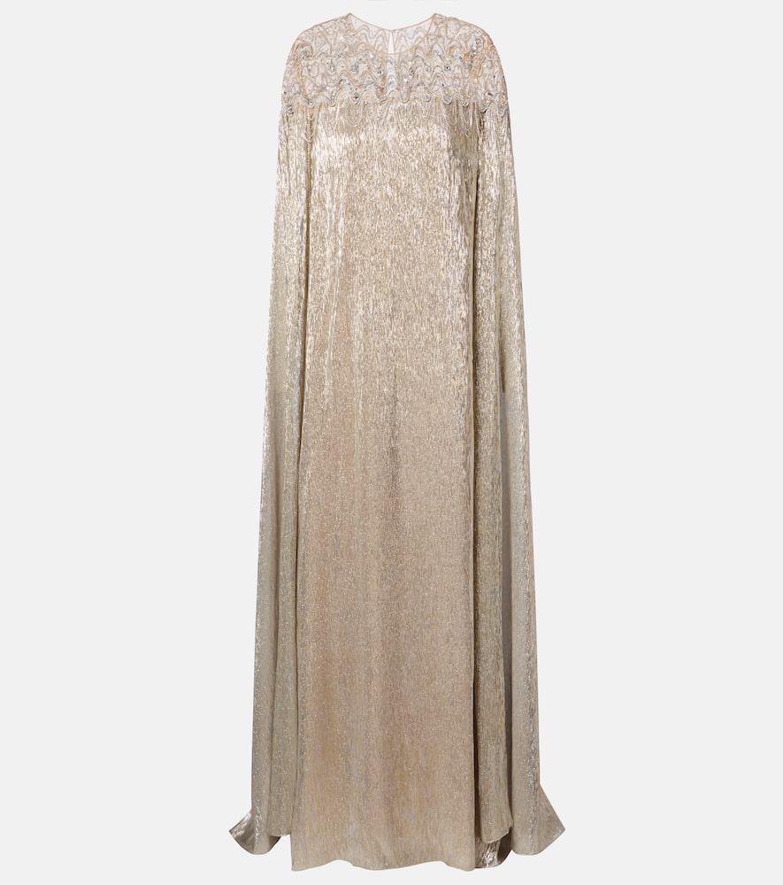 oscar de la renta embellished silk gown
